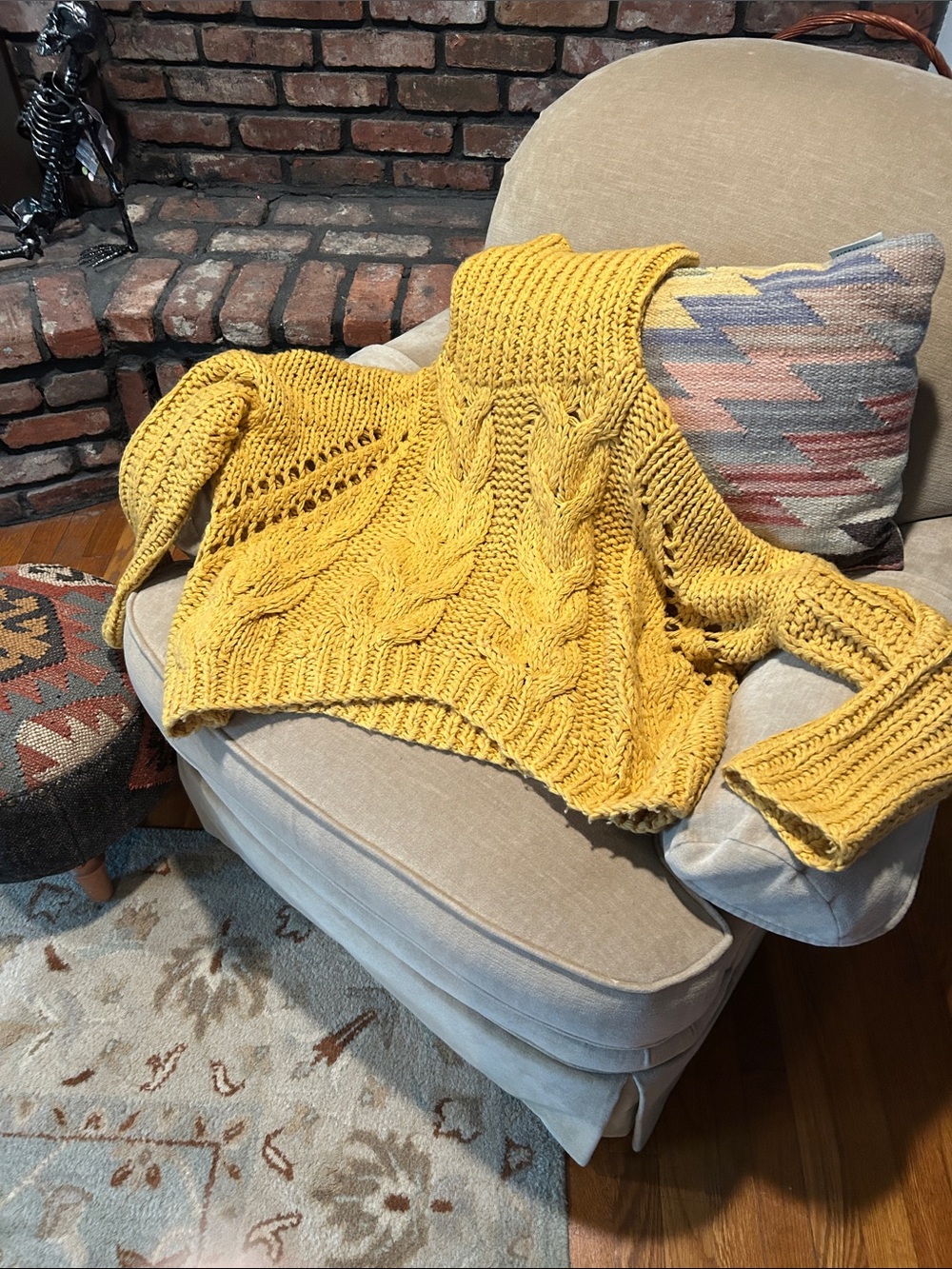 POL Mustard Yellow Cable Turtleneck Sweater